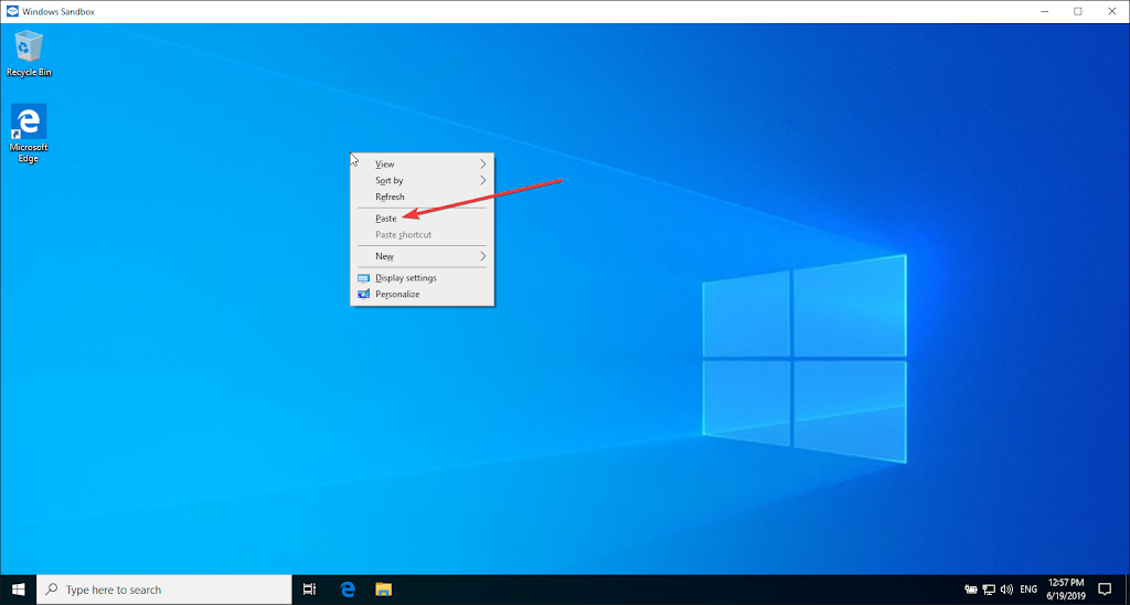 Paste in windows sandbox