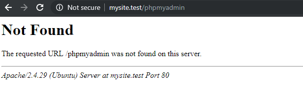 phpmyadmin access not found