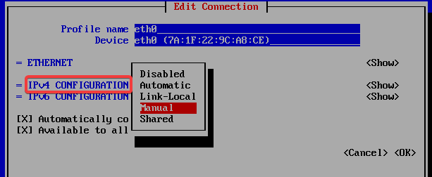 Select manual IP address in cent os 7 - anishmandal.in