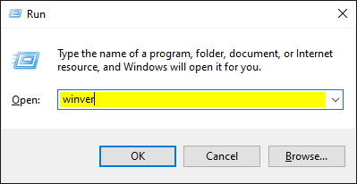 winver command in Run