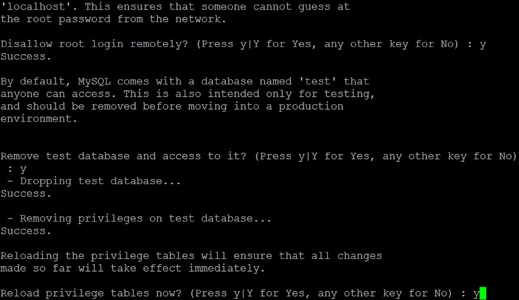 Reload privilege table database 