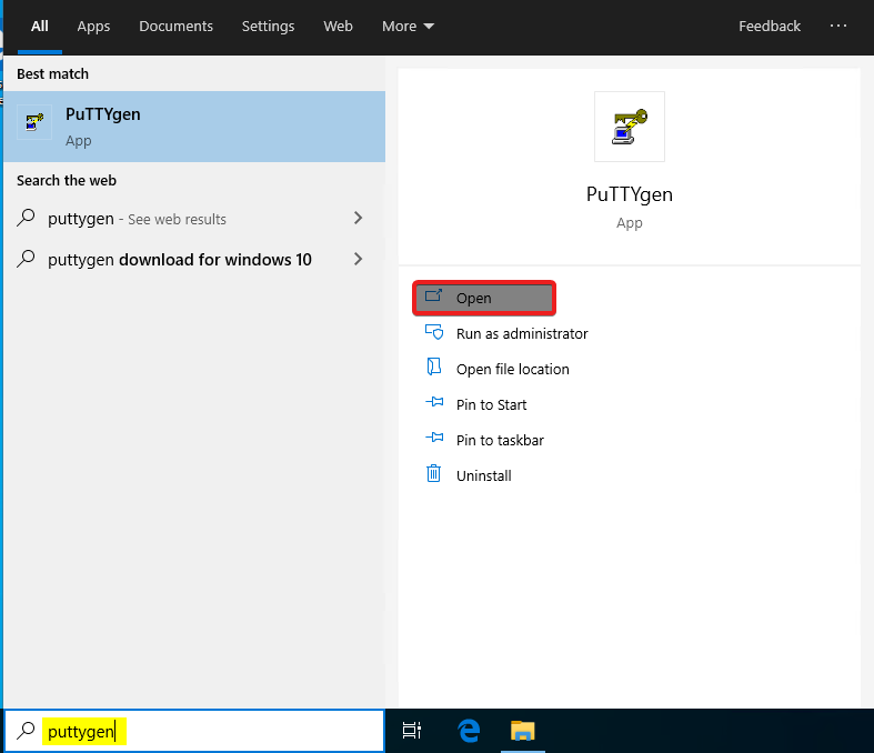 Running PuttyGen on Windows