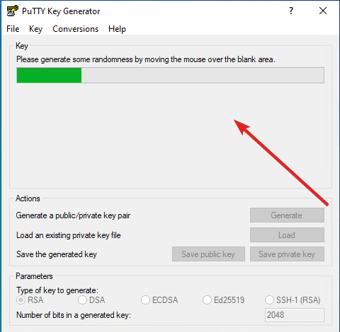 PuttyGen Processing SSH key on windows