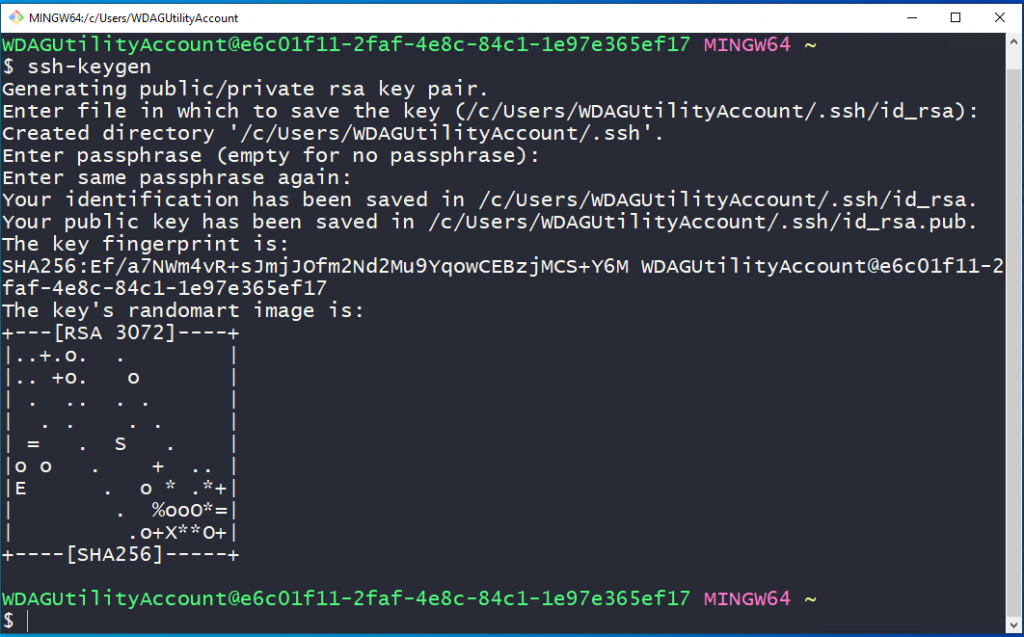ssh genration using git bash on windows