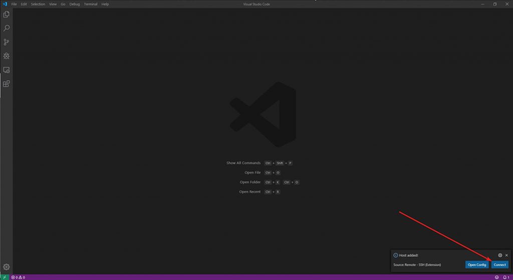 VS Code Connect added SSH Host