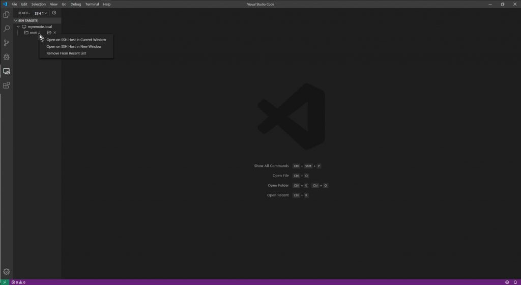 Opning Server SSH Connected Host from Remote Explorer on VS Code