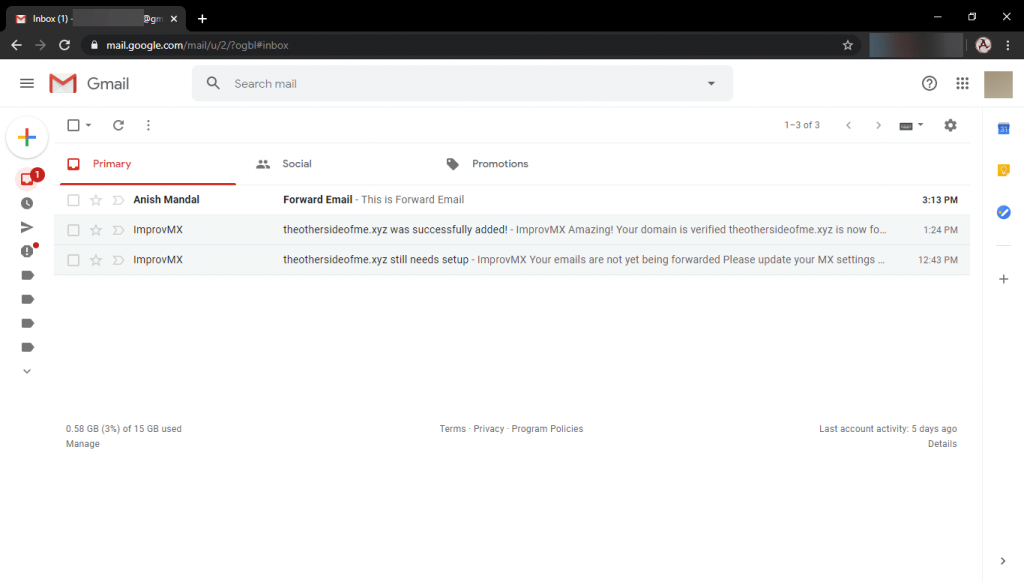 improvmx sent mail to gmail