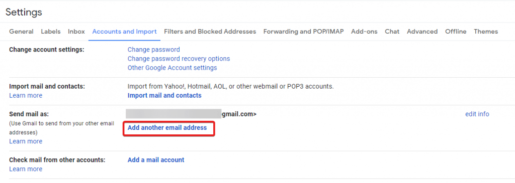 adding another secondery email in gmail