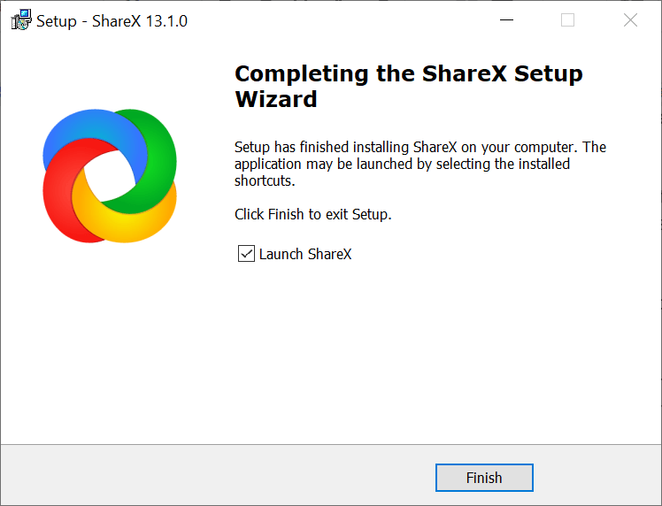 ShareX Installation Finish Window