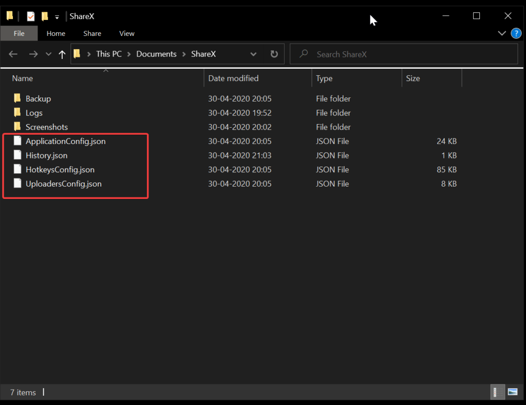 ShareX Config Files and Location