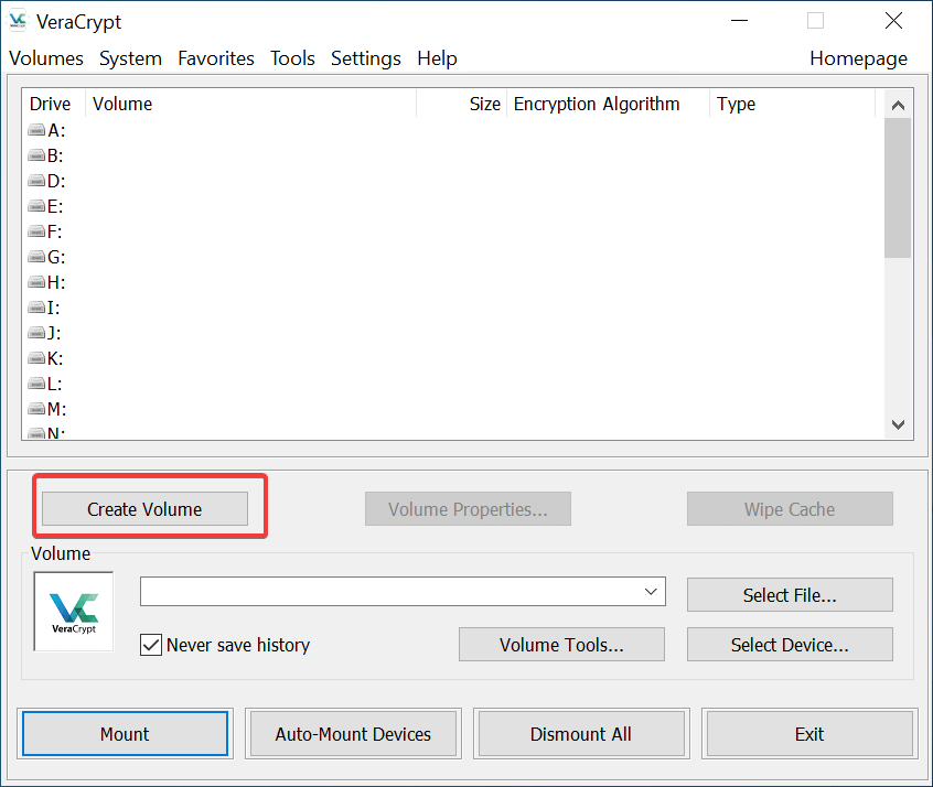 Creating Volume VeraCrypt