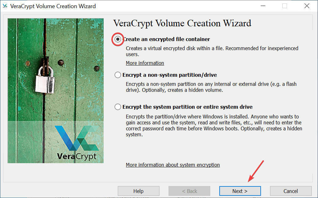 VeraCrypt Volume Widard