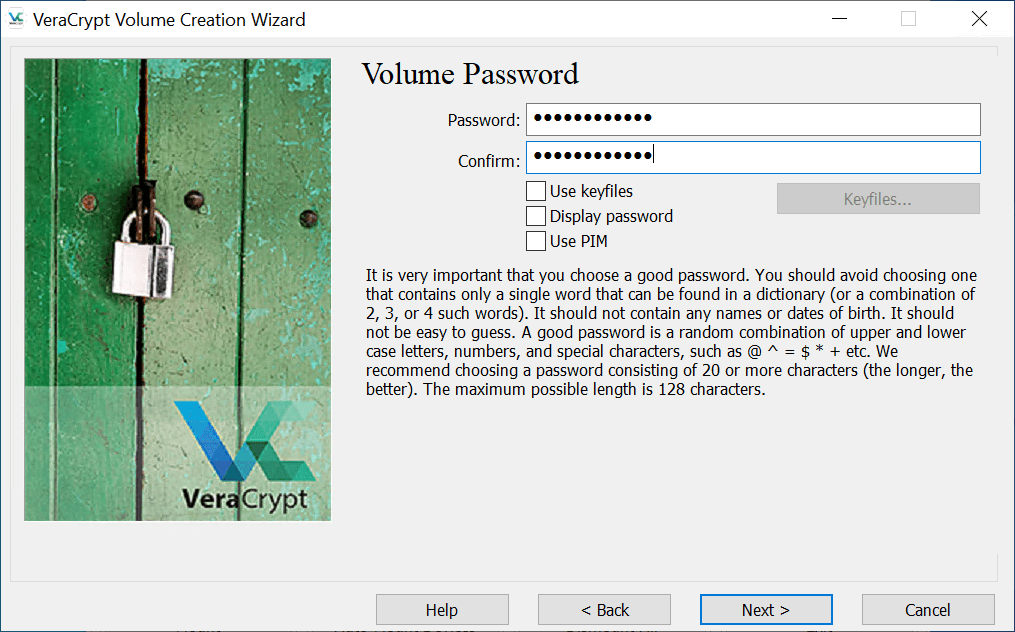 Password Creation VeraCrypt