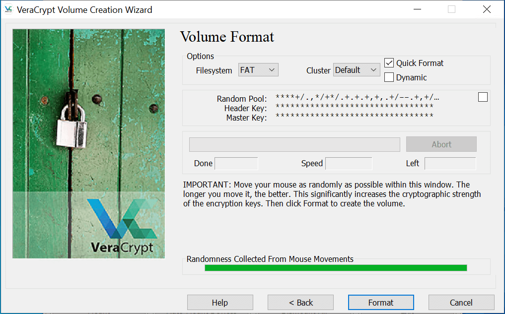 Formatting Volume in VeraCrypt