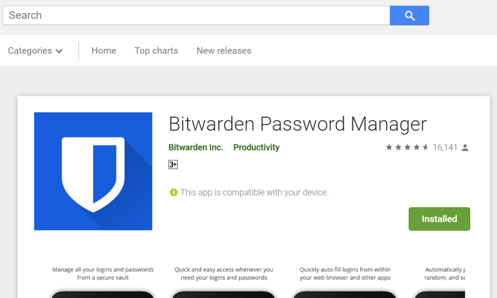 Bitwarden Mobile application