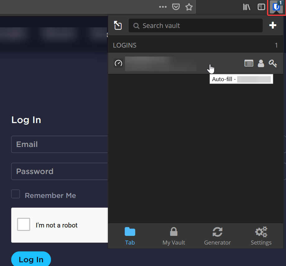 Bitwarden Browser Extension Login Data Fill