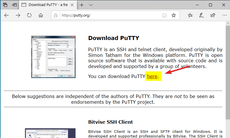 free download putty for windows 10 64 bit