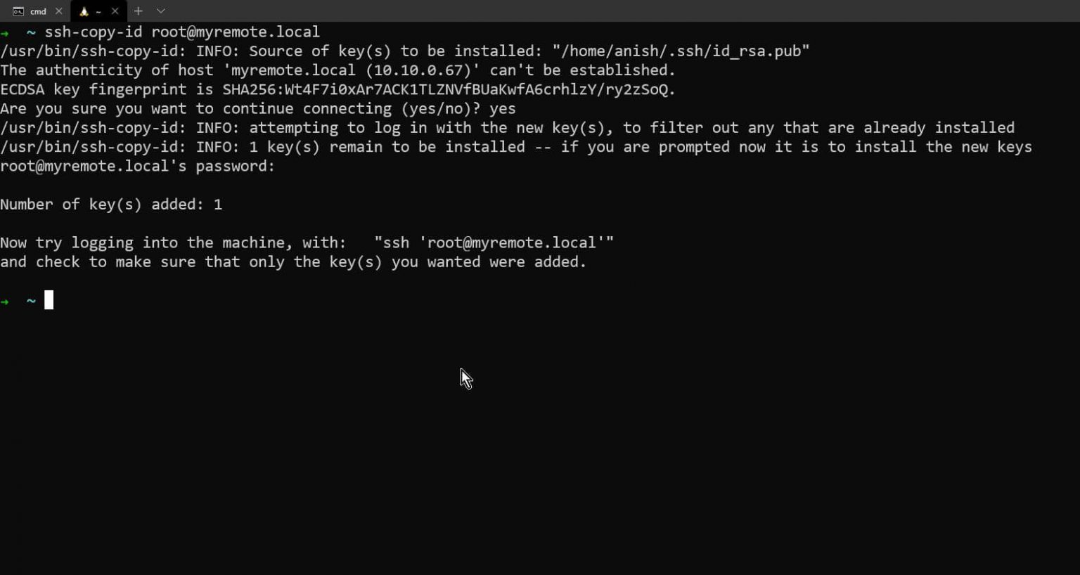 ssh copy id windows command prompt