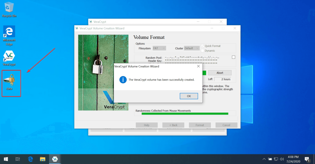 Format Complete In VeraCrypt