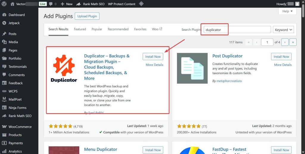 Install Duplicator